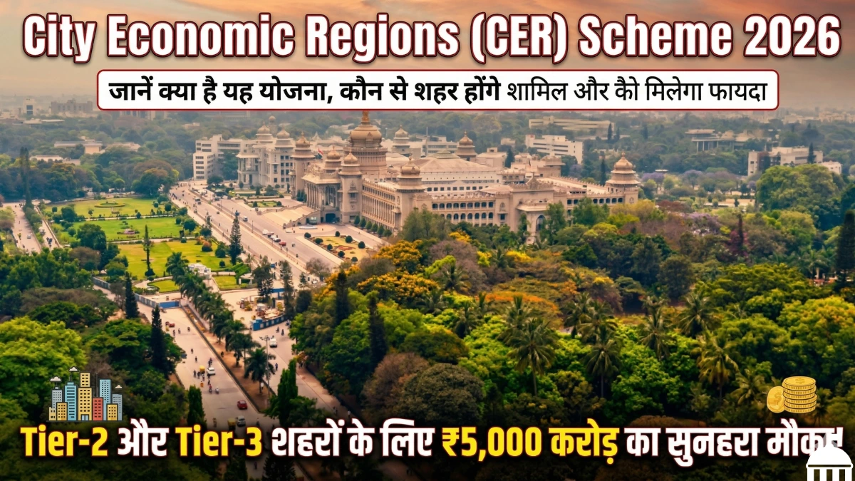 SHE Mart Scheme 2026: महिलाओं के लिए सबसे बड़ा मौका! अब घर बैठे चलाएं अपनी दुकान, जानें क्या है यह योजना, Eligibility और कैसे करें Apply 2 CER Scheme 2026 (City Economic Regions): Tier-2 और Tier-3 शहरों के लिए ₹5,000 करोड़ का सुनहरा मौका! जानें क्या है यह योजना, कौन से शहर होंगे शामिल और कैसे मिलेगा फायदा