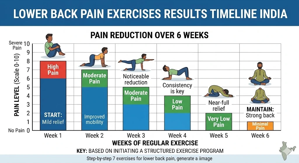lower back pain exercises results timeline India
