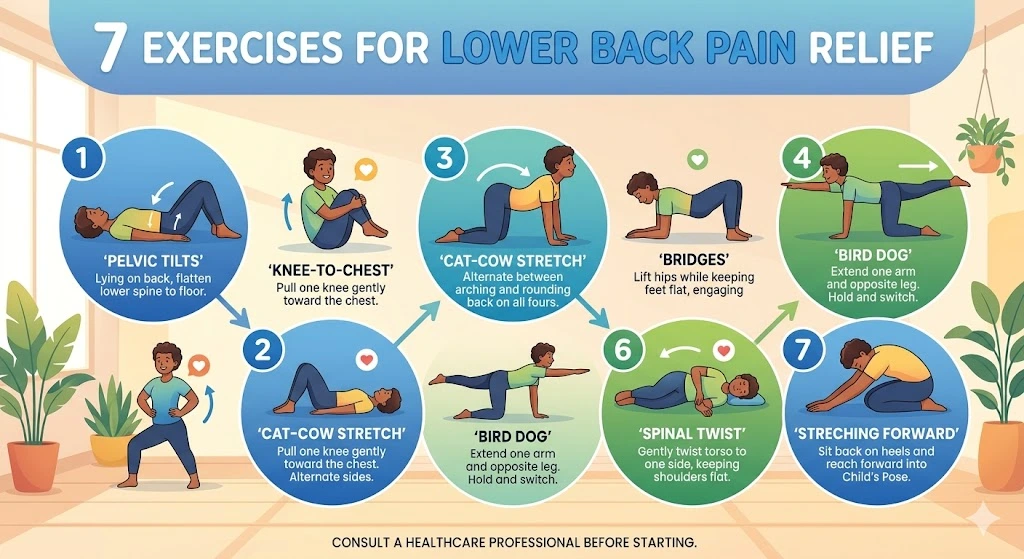 7 exercises for lower back pain step by step